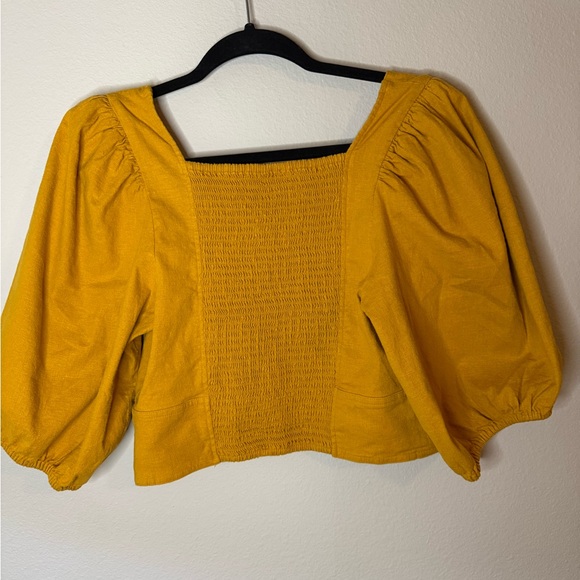 Yellow Puff Sleeve Women's Top - Picture 5 of 6